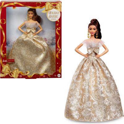 Barbie Signature 2025 Holiday Barbie Fashion Doll, Seasonal Collector, Light Brown Hair with Silver & Gold Gown | Target