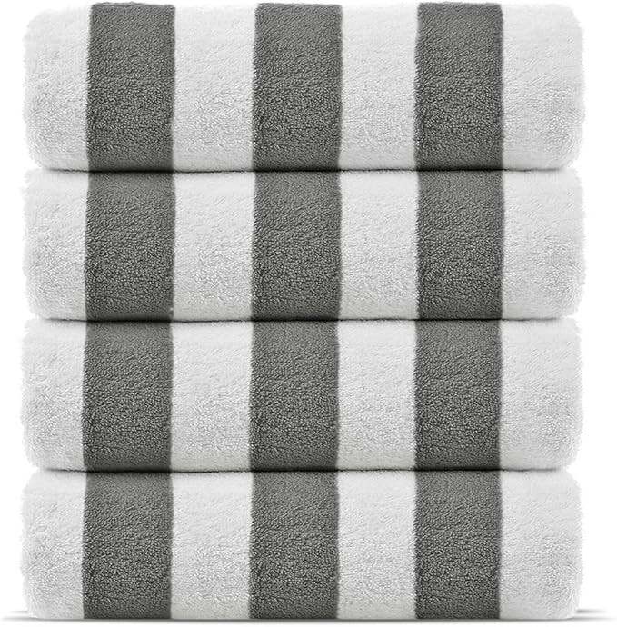 Premium Quality 100% Turkish Cotton Cabana Thick Stripe Pool Beach Towels, Eco-Friendly (4 Pack, ... | Amazon (US)