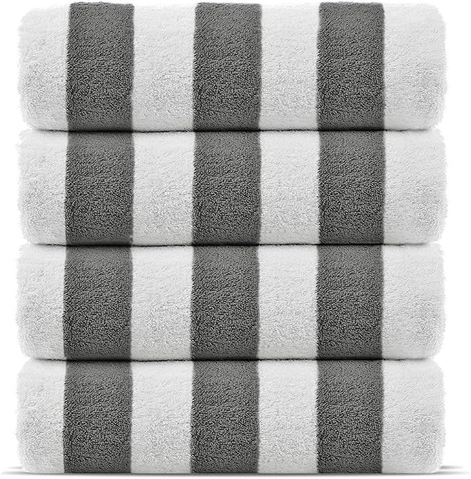 Premium Quality 100% Turkish Cotton Cabana Thick Stripe Pool Beach Towels, Eco-Friendly (4 Pack, ... | Amazon (US)