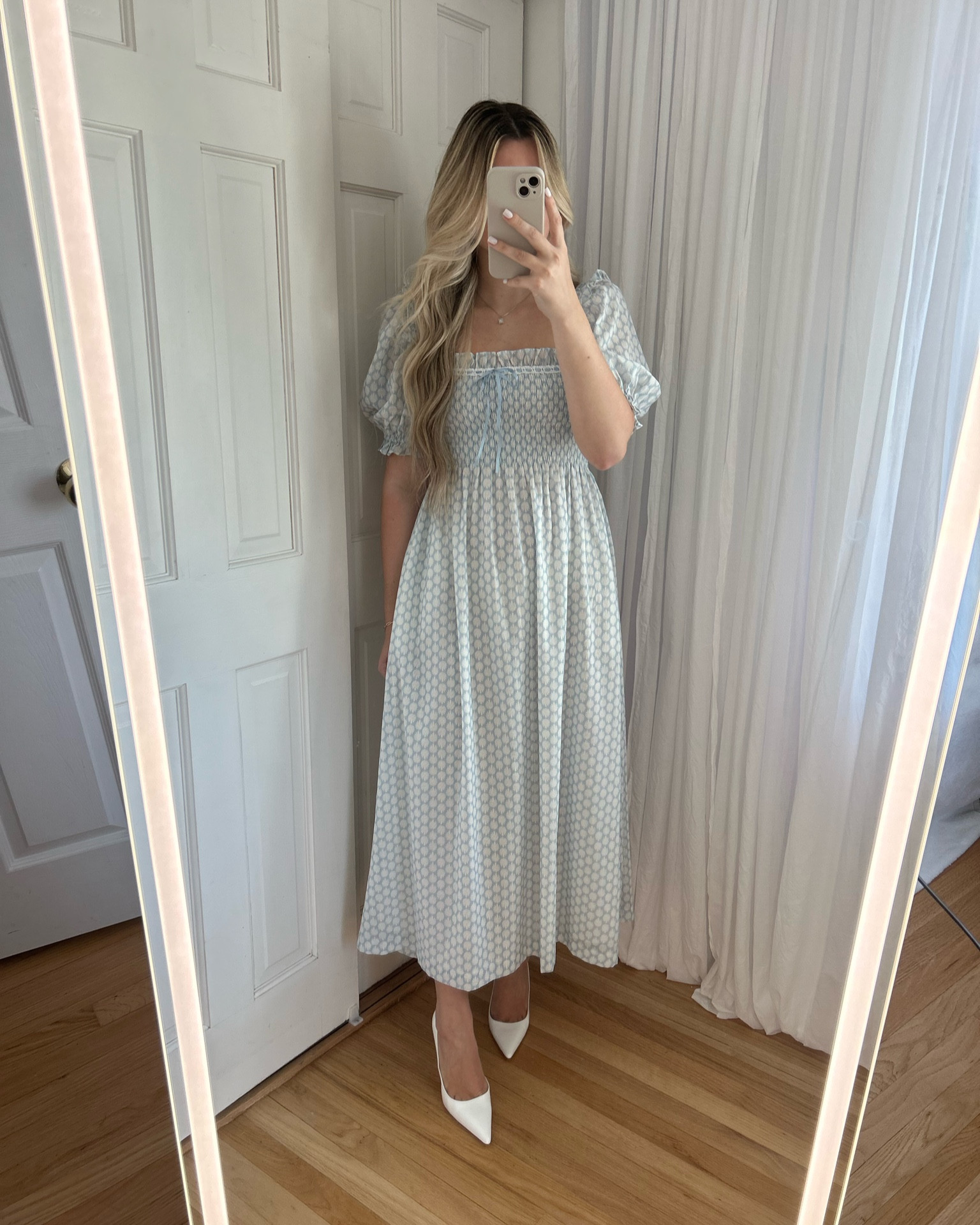 Wearing size XS 🤍🐚 selling on mercari for $198 retail if you’re interested and it’s sold out!! Summer maxi dress, nap dress, hill house, white dress, blue dress

#LTKeurope #LTKworkwear #LTKstyletip
