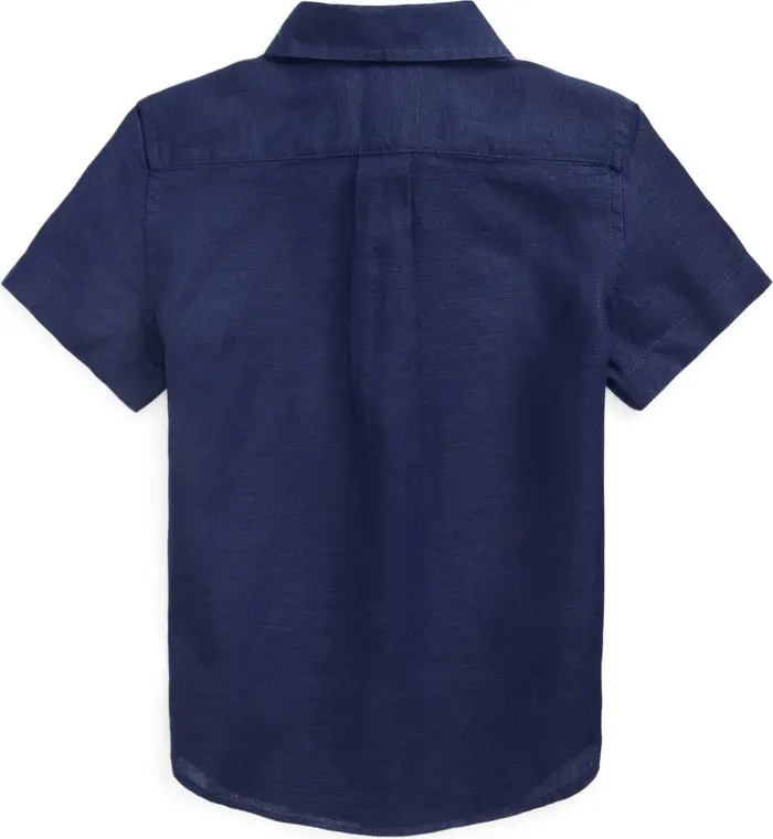 Kids' Short Sleeve Linen Button-Down Shirt | Nordstrom