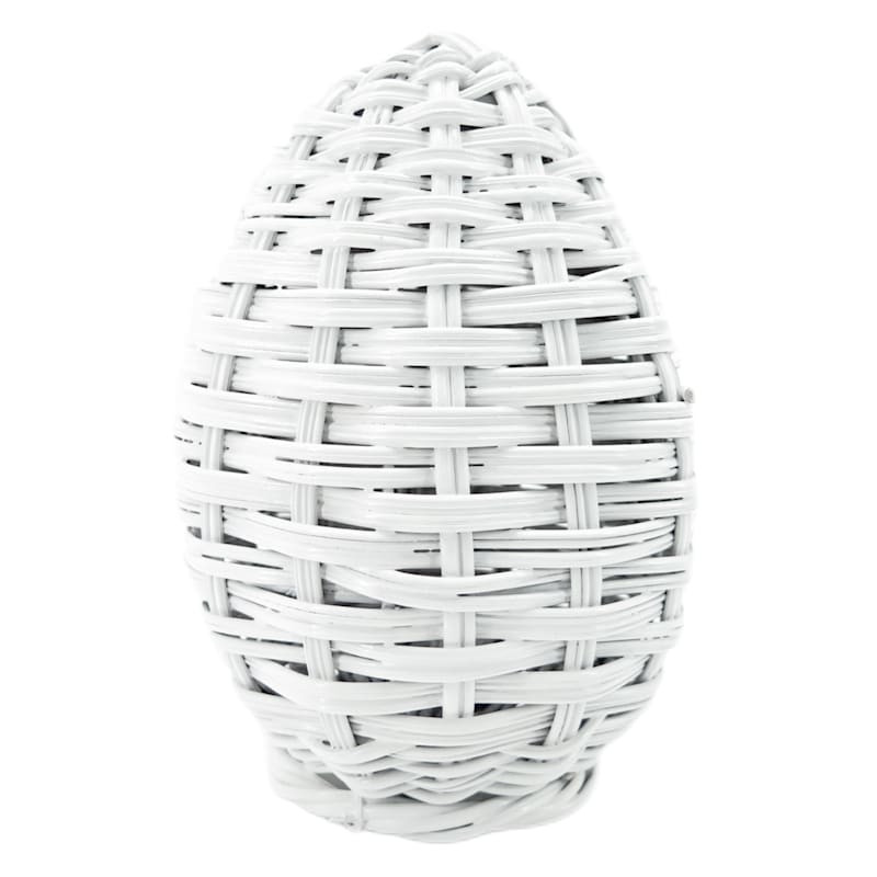 White Woven Rattan Egg, 6" | At Home