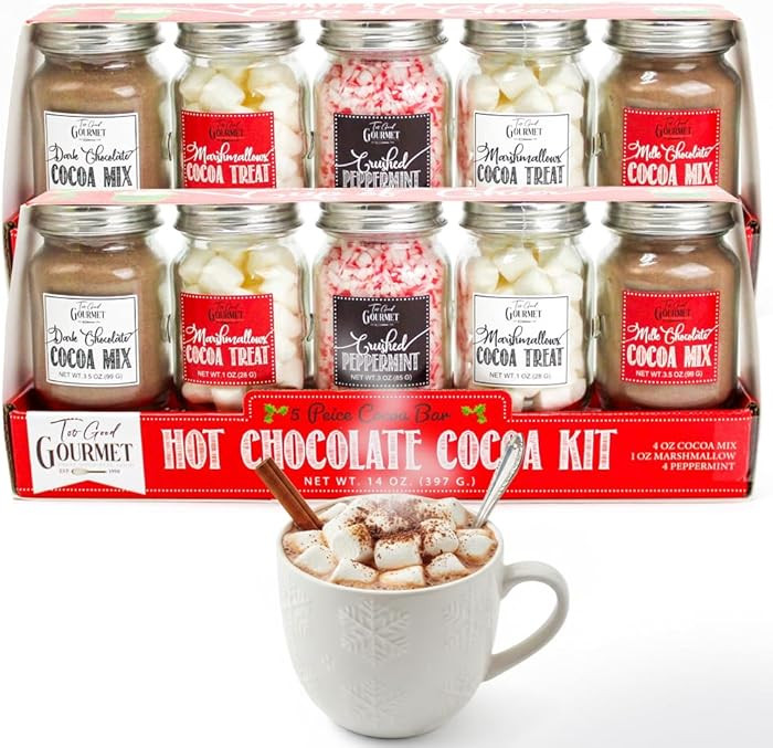 Hot Chocolate Cocoa Bar Set, 2-Pack, Gourmet Cocoa Powder, Marshmallows & Peppermint Candy Kit, W... | Amazon (US)