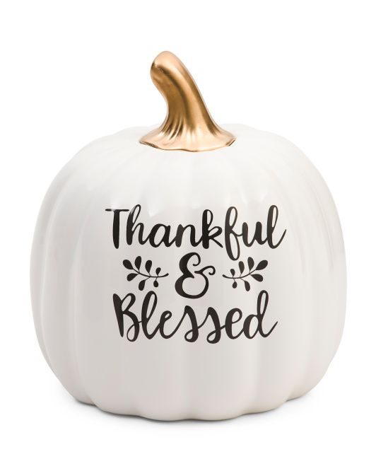 4.5x6in Ceramic Thankful & Blessed Pumpkin | TJ Maxx