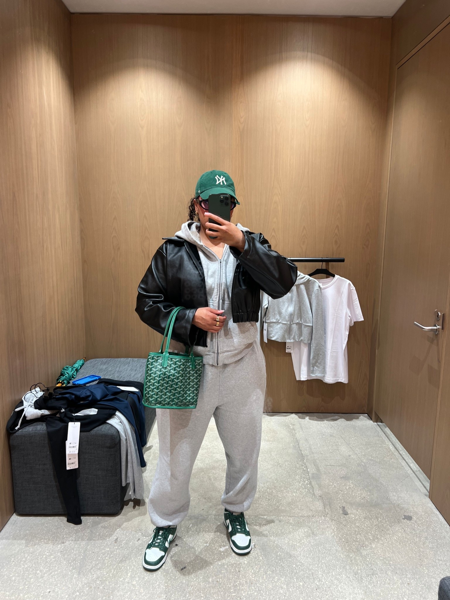 Jacket - large
Sweats - large 
Zip up - large 