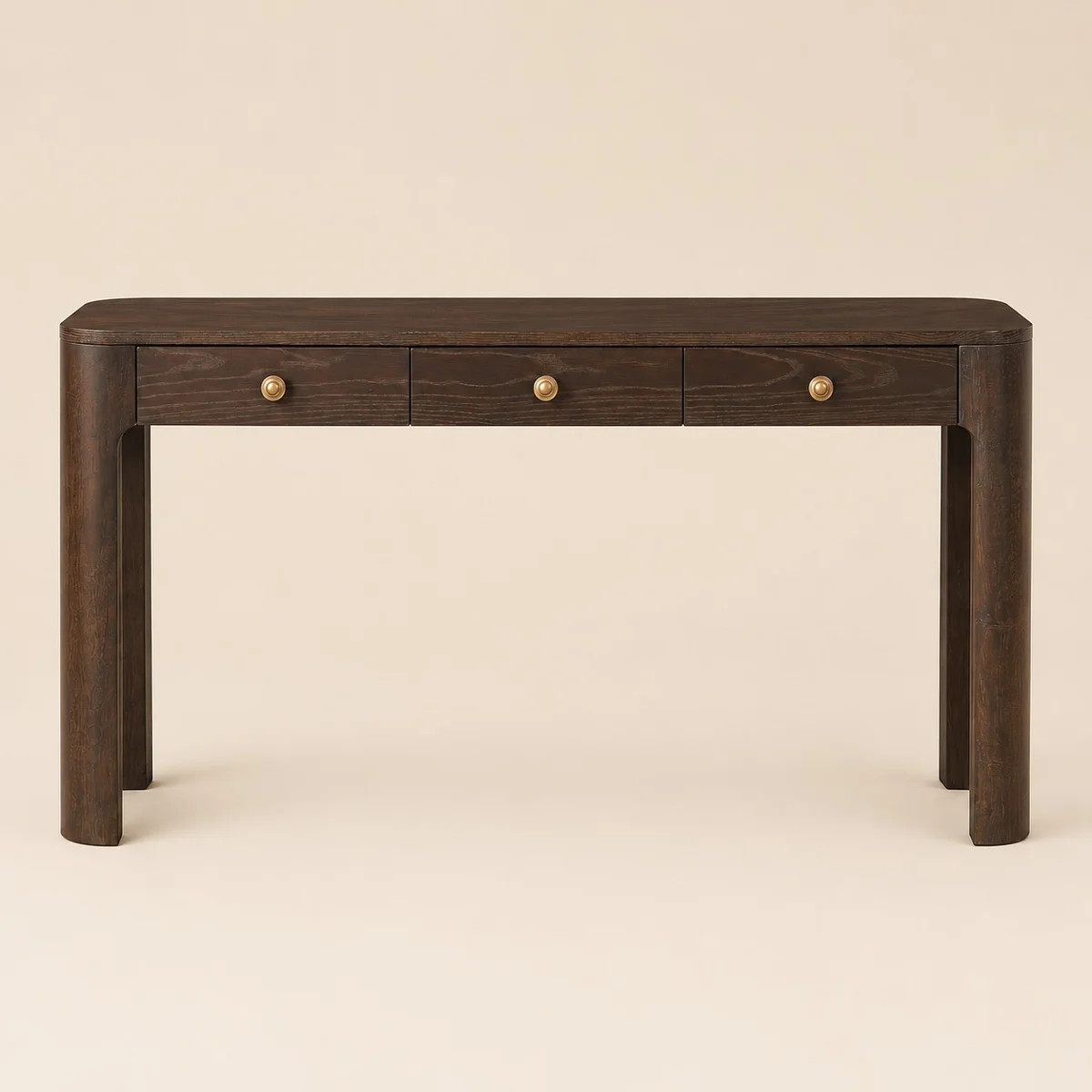 Rustic Console Table with 3 Drawers, Curved Corner Entryway Sofa Table, Solid Wood Legs, Farmhous... | Wayfair North America