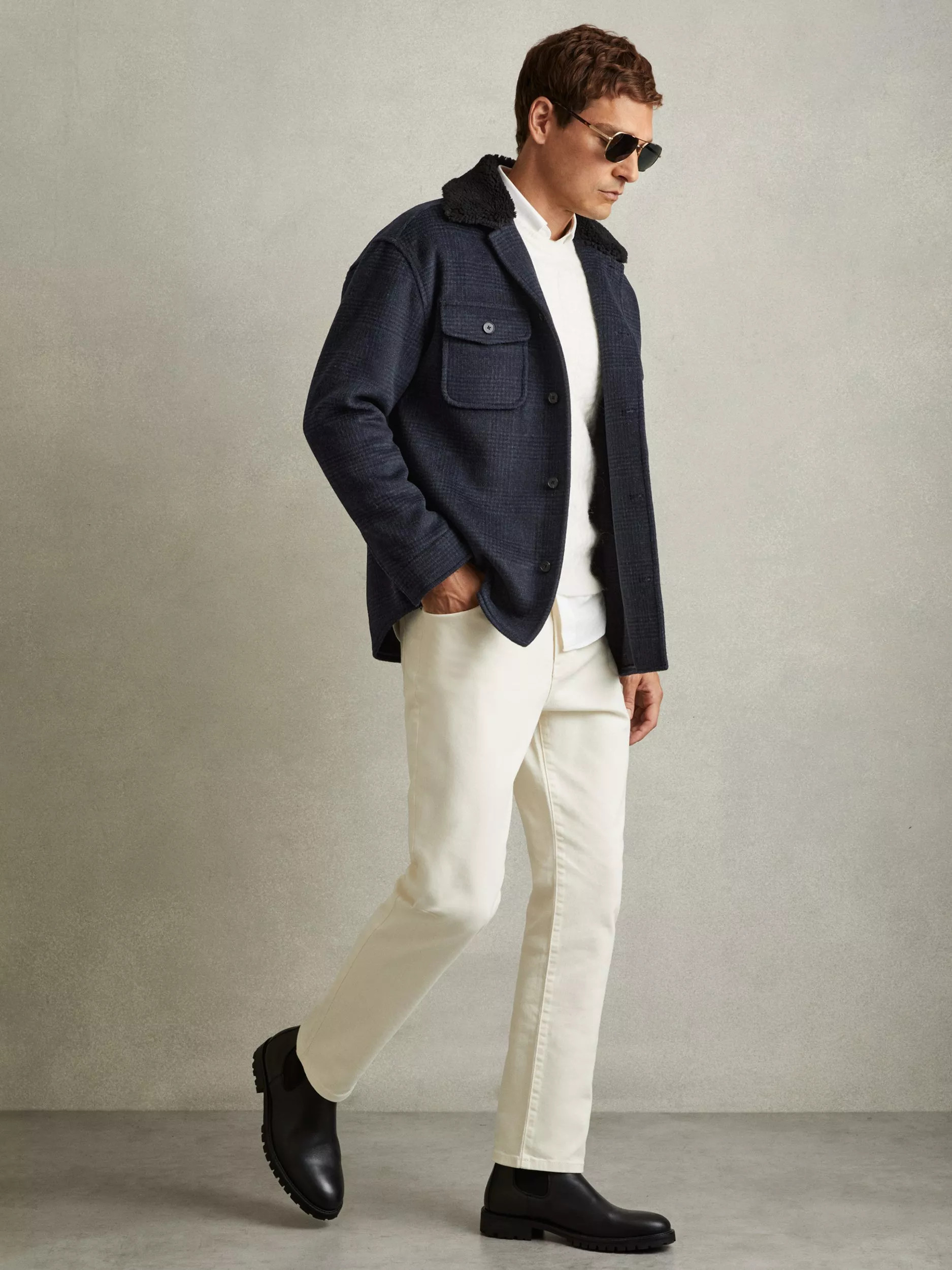 Reiss Pernix Wool Bland Overshirt, Navy | John Lewis (UK)