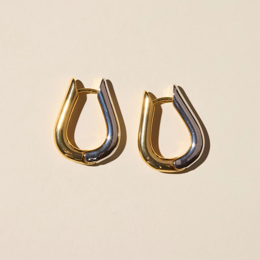 Two Tone Huggies | Nickel and Suede