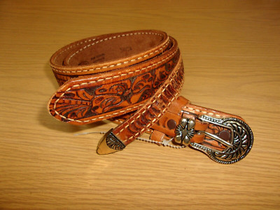 Justin Top Grain Cowhide Leather Western Cowboy Rodeo Hand Tooled Belt 30  | eBay | eBay US