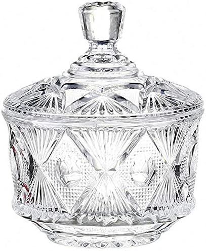 Crystal Glass Candy Dish with Lid for Office Desk / Old Fashion Square Shallow Sugar Bowl / Vintage  | Amazon (CA)