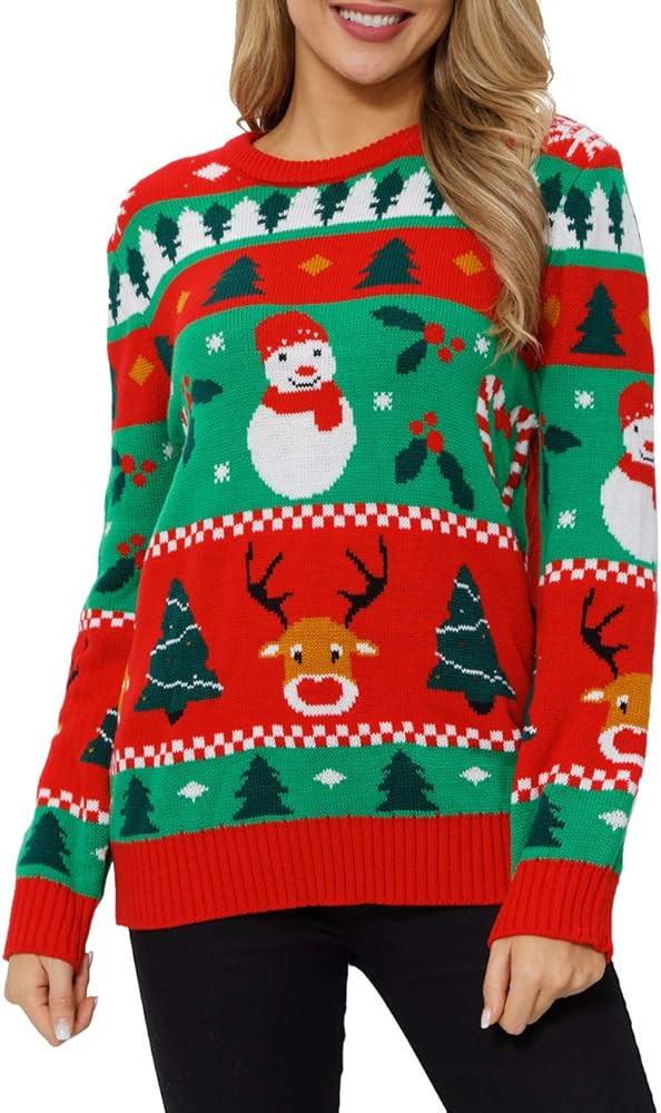 VENTELAN Women's Christmas Sweater Funny Christmas Tree Ugly Pullover Snowflake Long Sleeve Sweat... | Amazon (US)