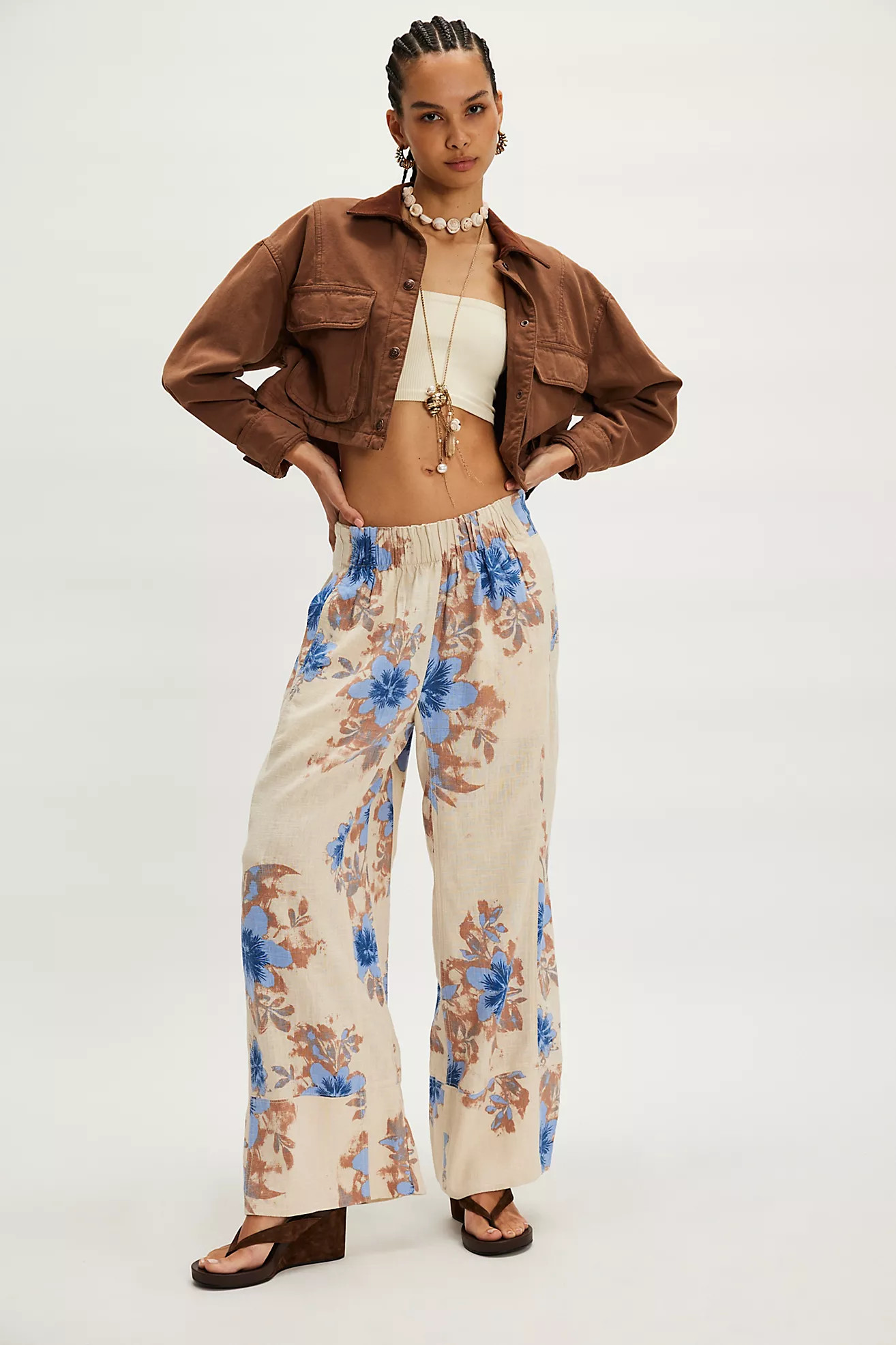 Day's End Linen Printed Pull-On Pants | Free People (Global - UK&FR Excluded)