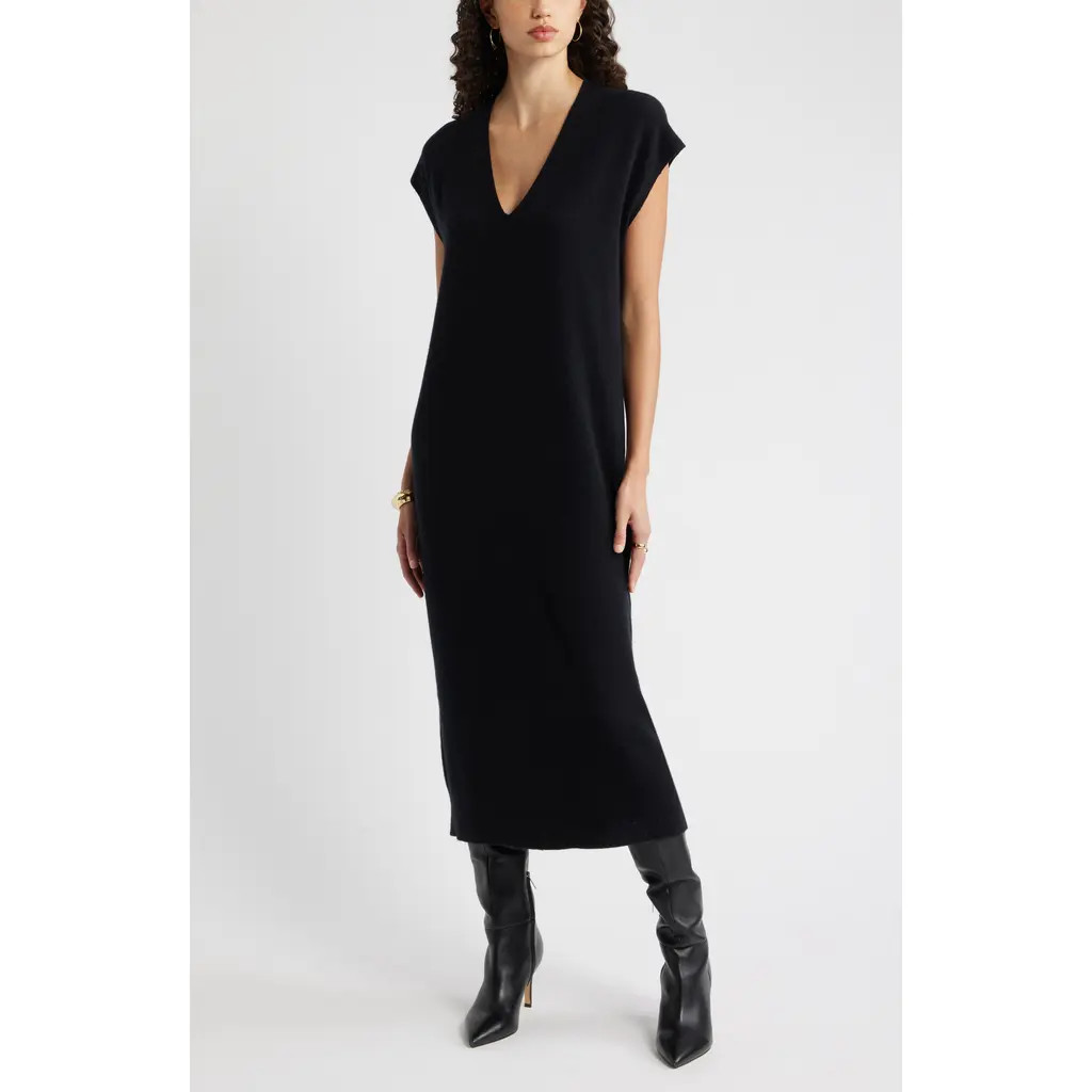 Nordstrom Wool & Cashmere Blend Shift Dress in Black Rock at Nordstrom Rack, Size X-Large | Nordstrom Rack