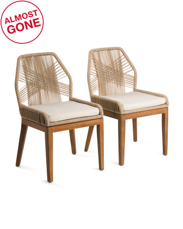 Set Of 2 Rope Cross Weave Dining Chairs With Cushion | TJ Maxx