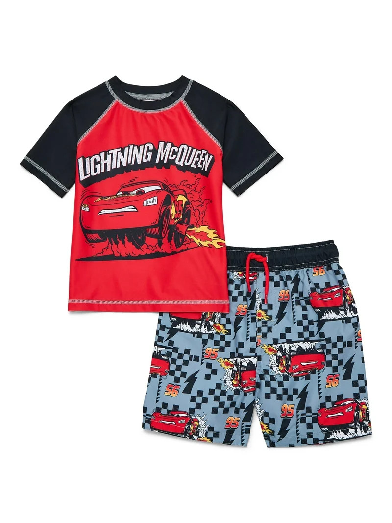 Character Toddler Boy Short-Sleeve Rash Guard and Swim Trunk Set, Sizes 12M-5T | Walmart (US)