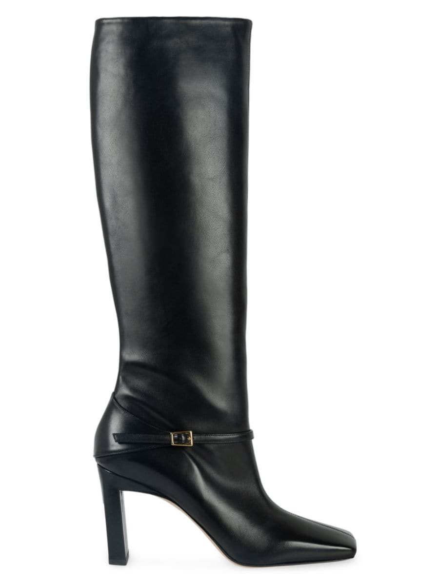Isa Tall Leather Buckle Boots | Saks Fifth Avenue