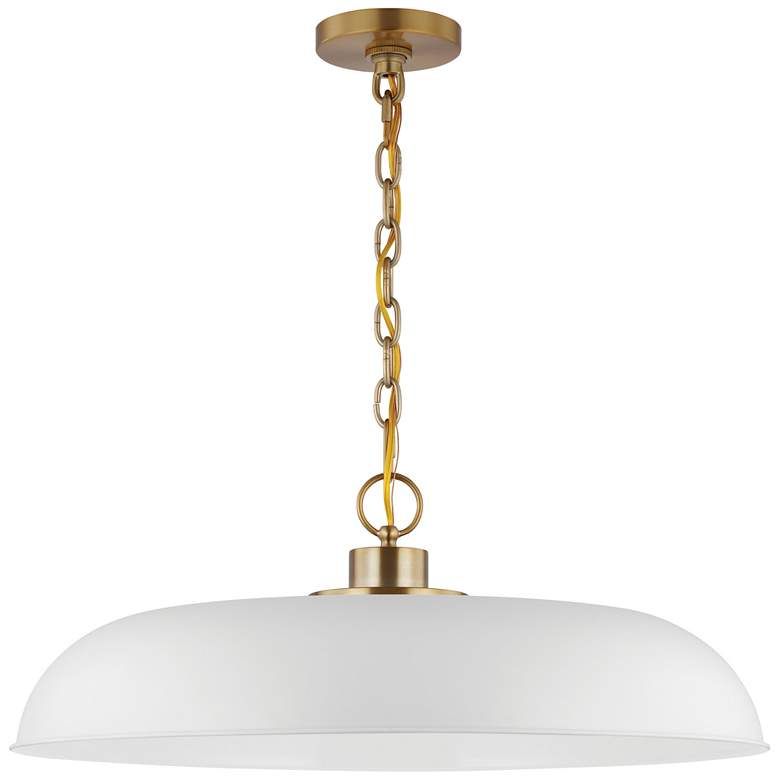 Colony; 1 Light; Large Pendant; Matte White with Burnished Brass - #710R5 | Lamps Plus | Lamps Plus