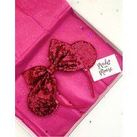 The Full Sequin (Hot Pink) Handmade Mouse Ears Headband | Etsy (US)