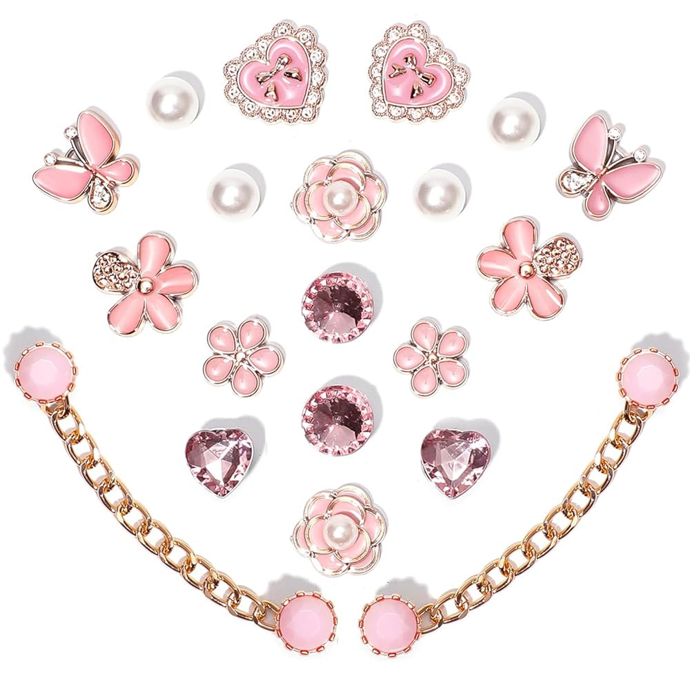 20pcs Bling Gems Plastic Butterfly Flower Sparkling Rhinestones Pearl DIY Shoe Decoration Charms ... | Amazon (US)