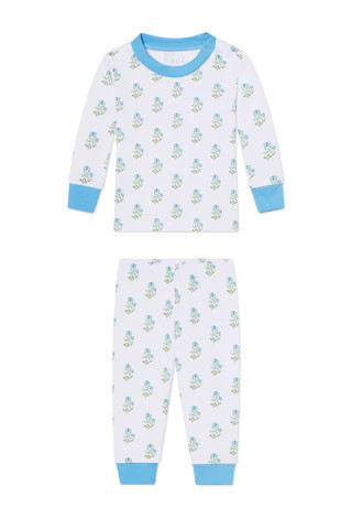 Baby Long-Long Set in Blue Flora | LAKE Pajamas