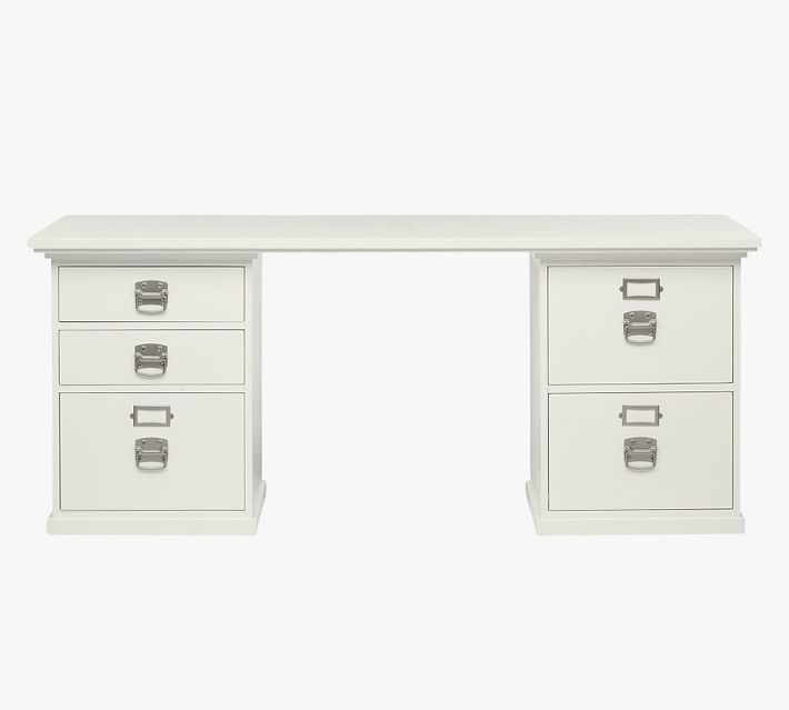 Bedford 70" 5-Drawer Desk, Antique White | Pottery Barn (US)