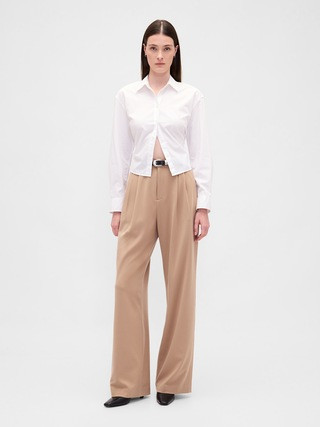 365 High Rise Brushed Twill Pleated Trousers | Gap (US)