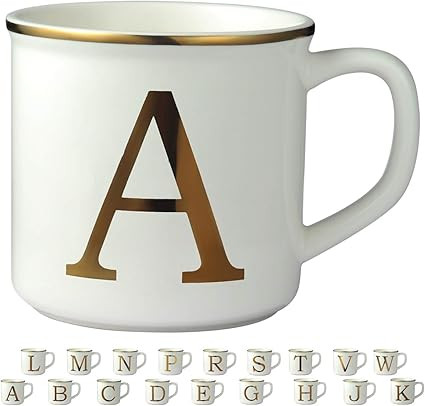 Miicol Gold Initials 16 oz Large Monogram Ceramic Coffee Mug Tea Cup for Office and Home Use, Cut... | Amazon (US)
