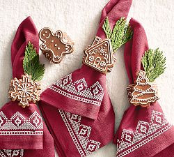 Gingerbread Stoneware Napkin Rings - Mixed Set of 4 | Pottery Barn (US)