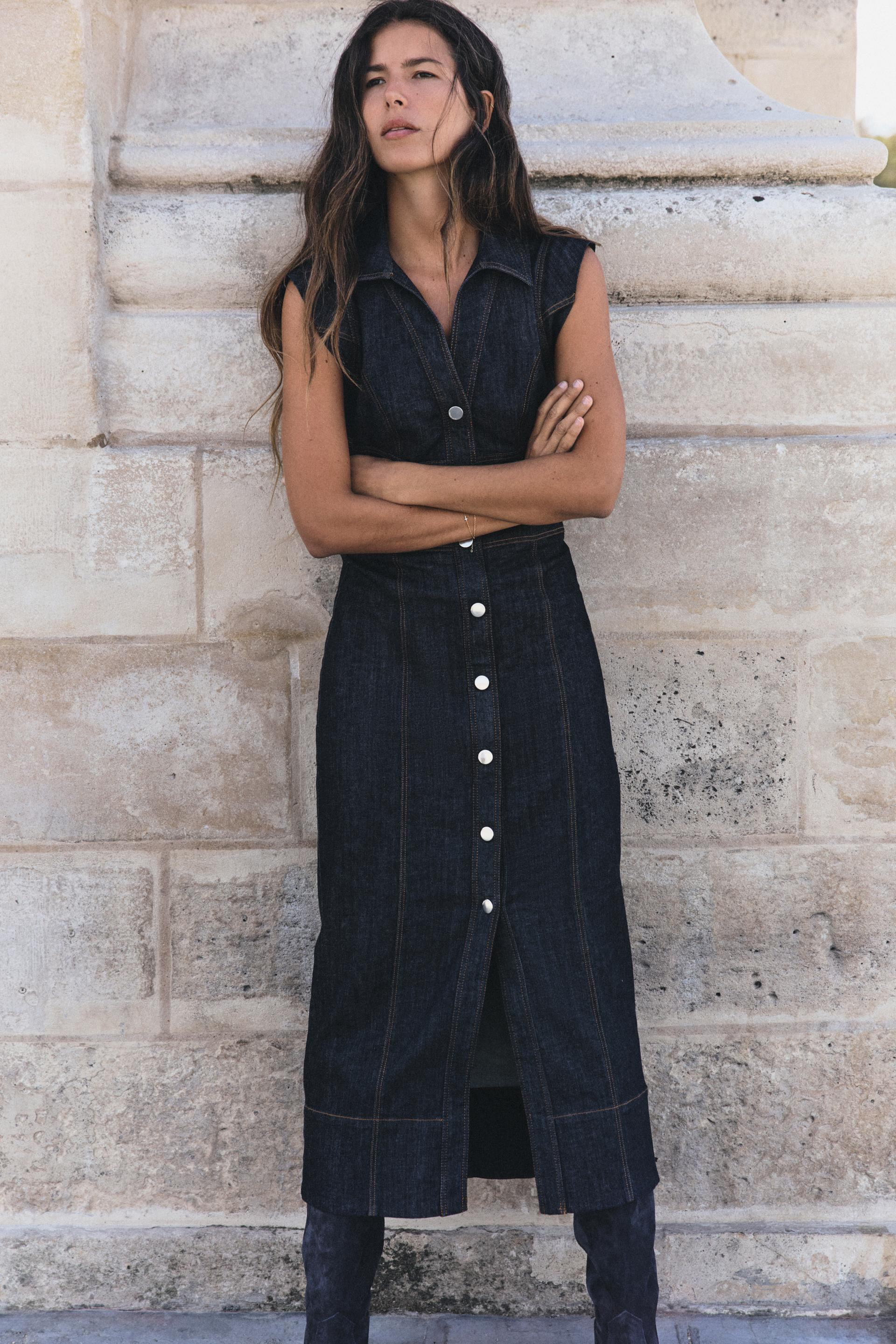 Zara - Z1975 Midi Denim Dress - Indigo - S - Woman | Zara US