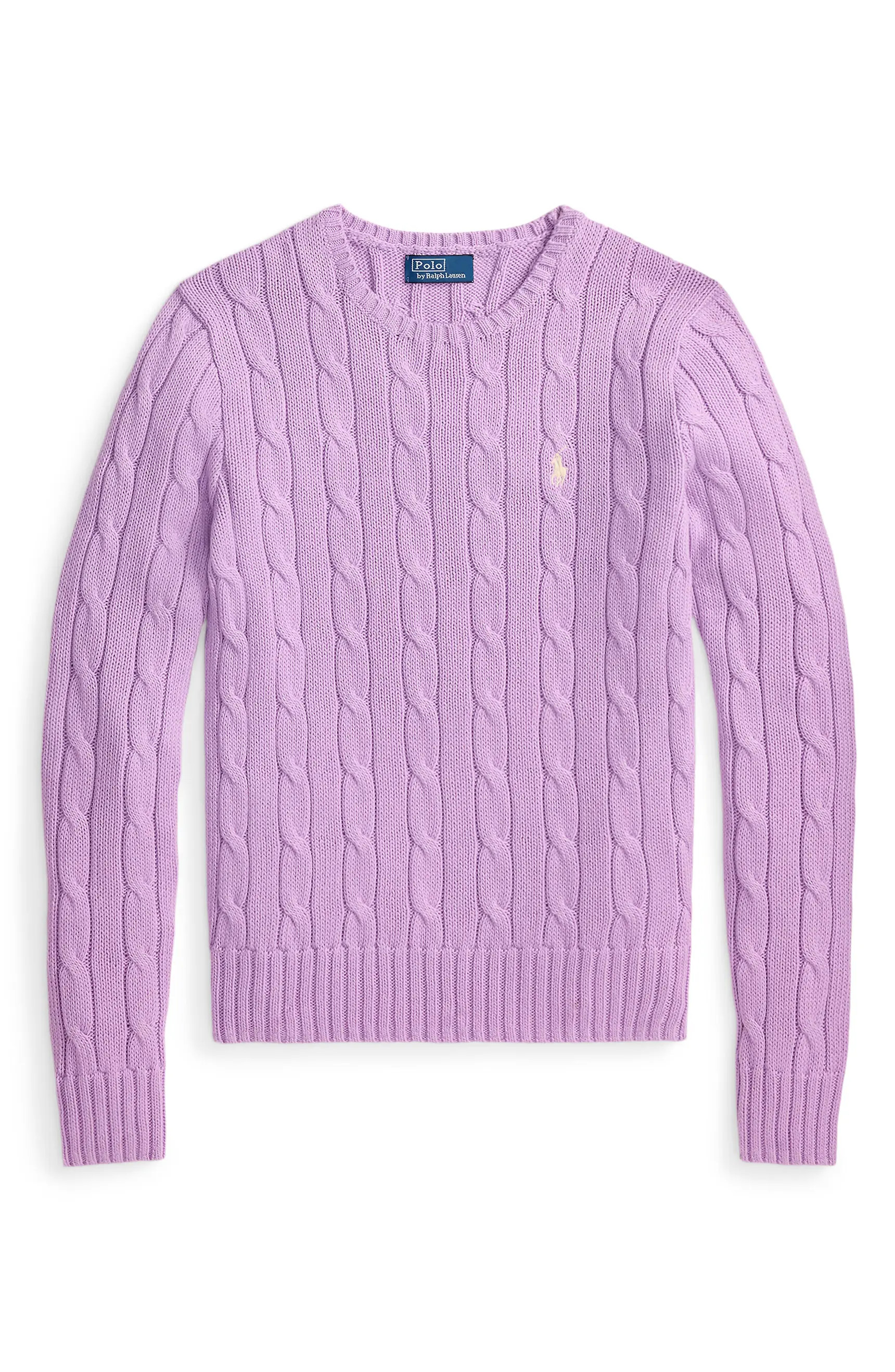 Julianna Pima Cotton Cable Knit Crewneck Sweater | Nordstrom