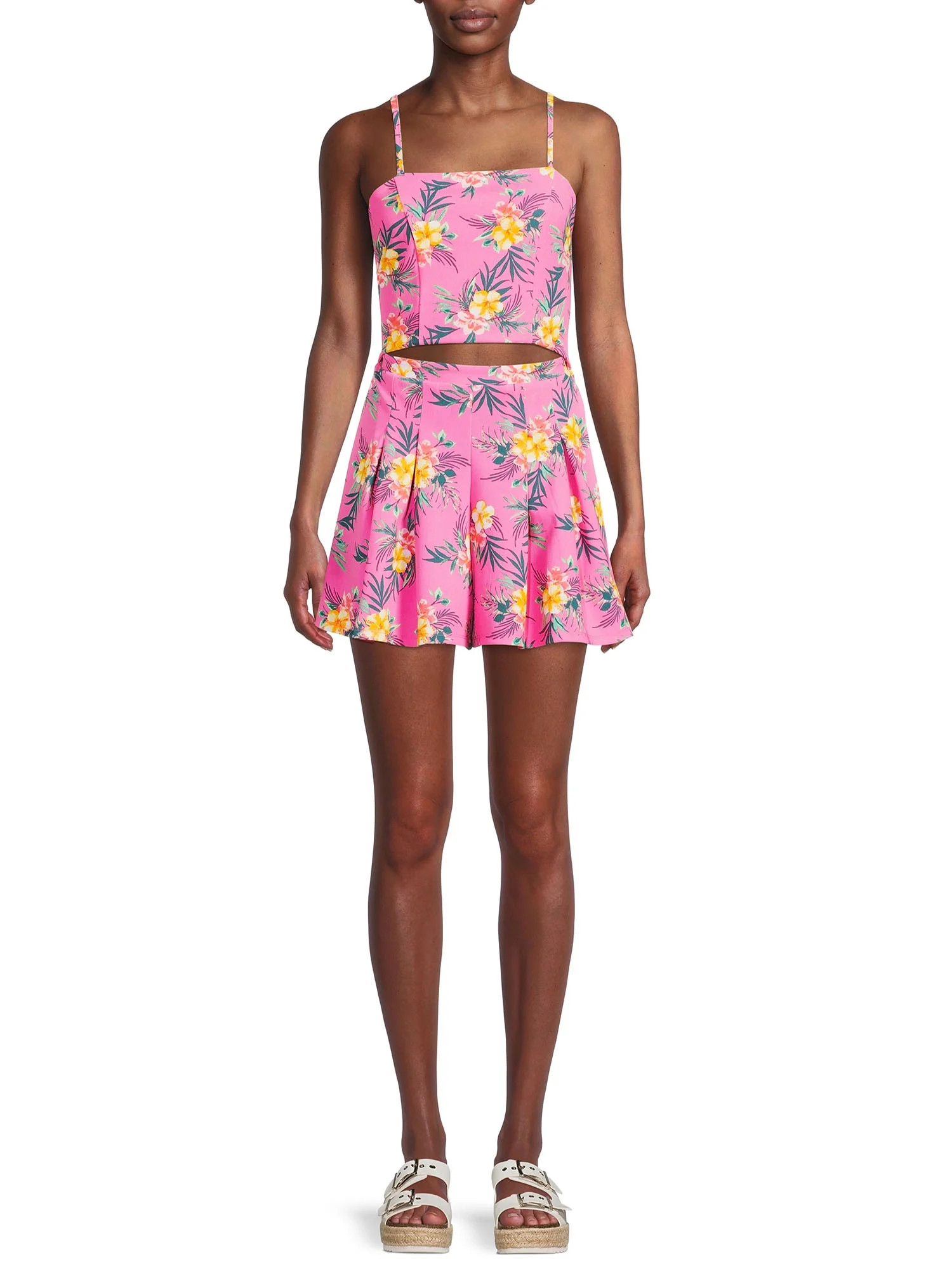 Madden NYC Juniors’ Printed Cutout Romper - Walmart.com | Walmart (US)