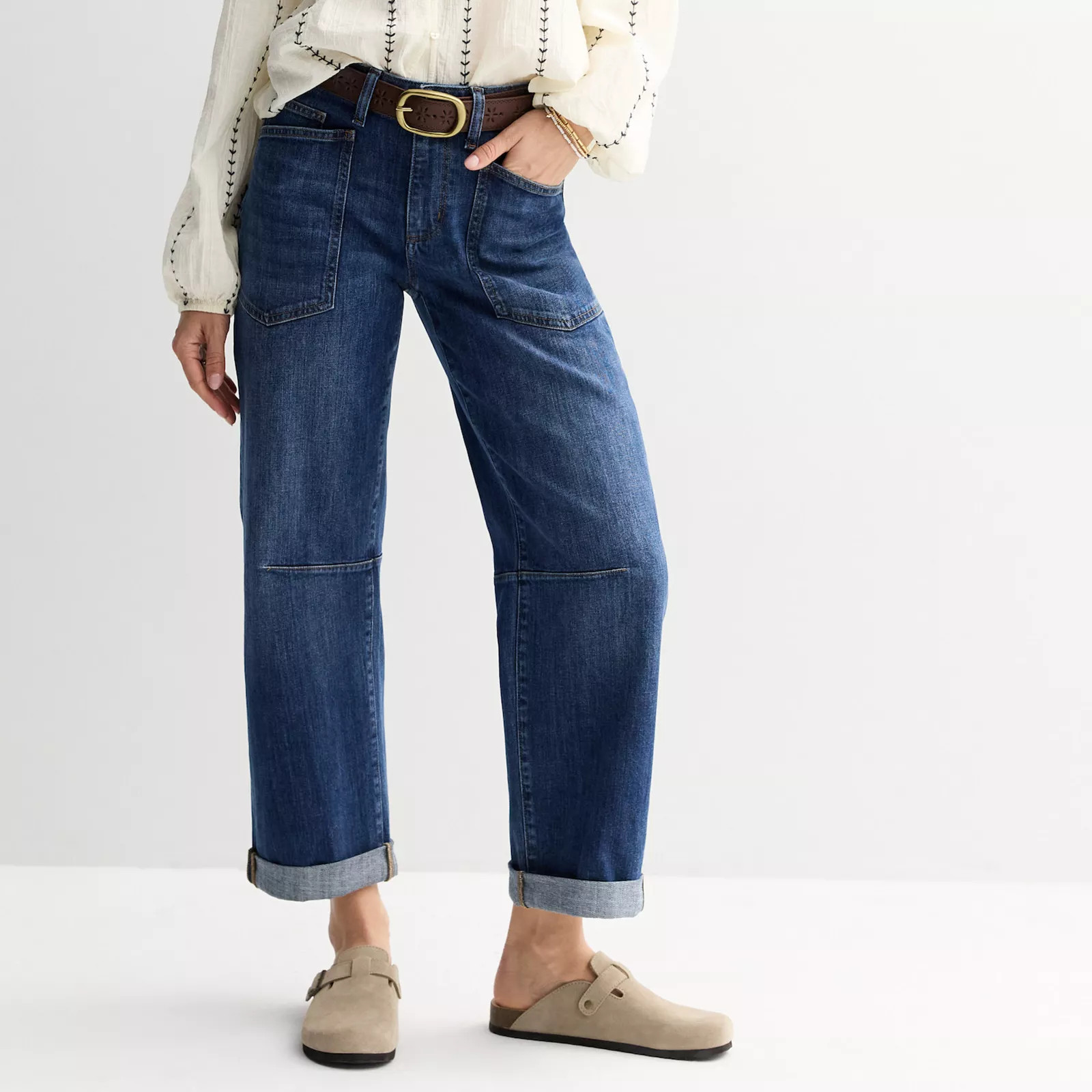 Women's Sonoma Goods For Life Mid Rise Utility Barrel Jeans | Kohl's