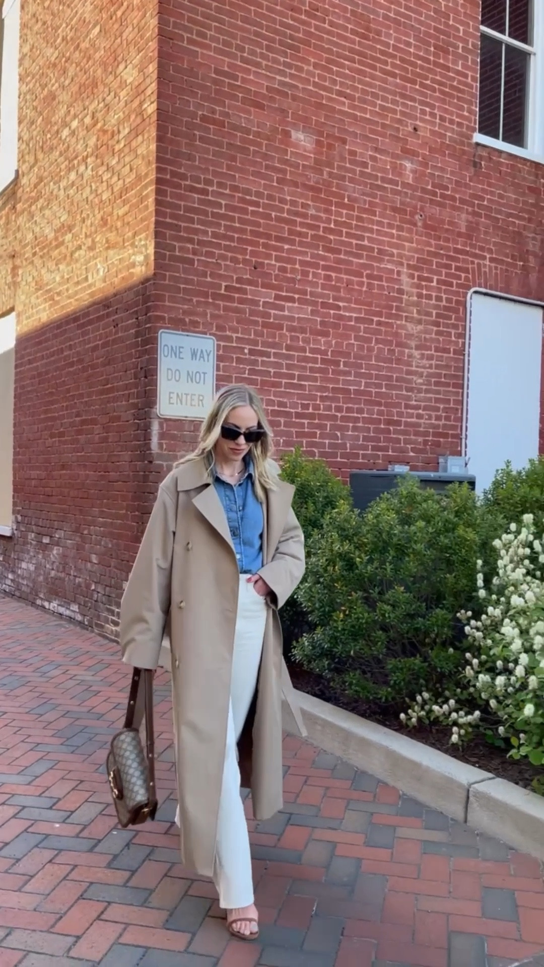 Spring outfit, trench coat, denim shirt, white jeans, Gucci bag, classic spring style 

#LTKSeasonal #LTKSaleAlert #LTKOver40