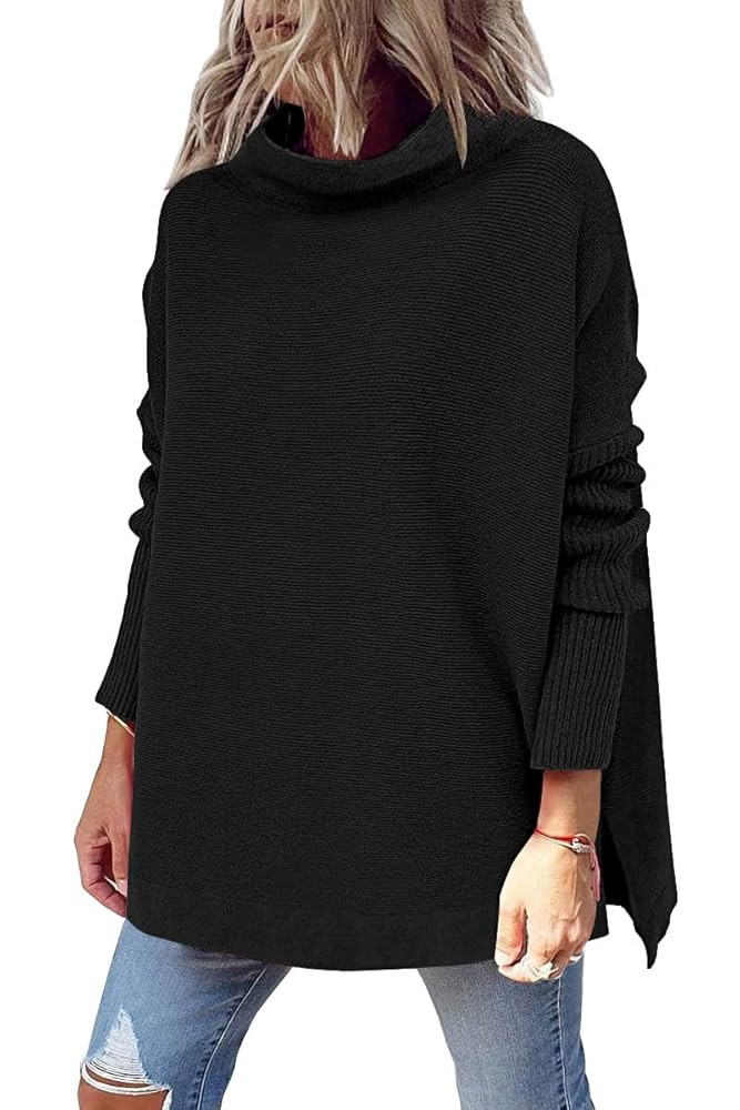 LILLUSORY Women's Mock Turtleneck Sweaters Oversized Long Sleeve Casual Knit Pullover 2025 Tunic ... | Amazon (US)