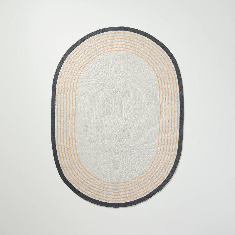 Oval 5&#39; x 7&#39; Border Stripe Braided Area Rug Neutral - Hearth &#38; Hand&#8482; with Magno... | Target