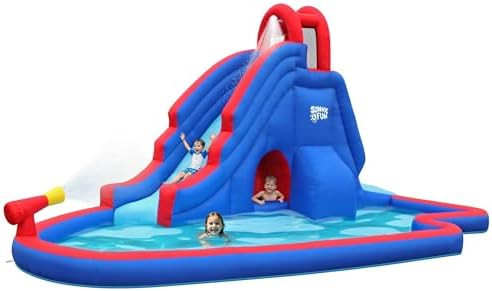 Sunny & Fun Deluxe Inflatable Water Slide Park & Splash Pool with Tunnel - Heavy-Duty for Outdoor... | Amazon (US)