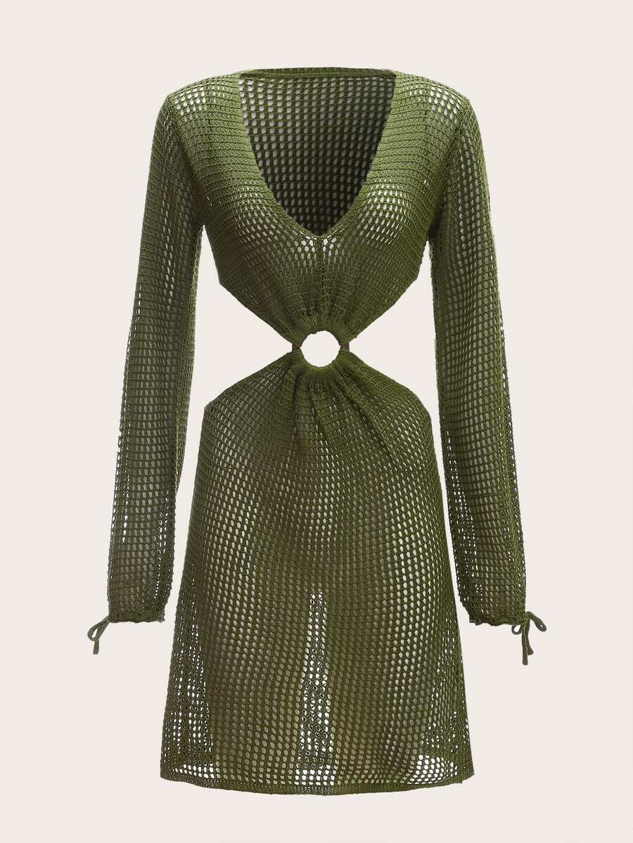 Ring Linked Cut-out Open Knit Cover Up | SHEIN