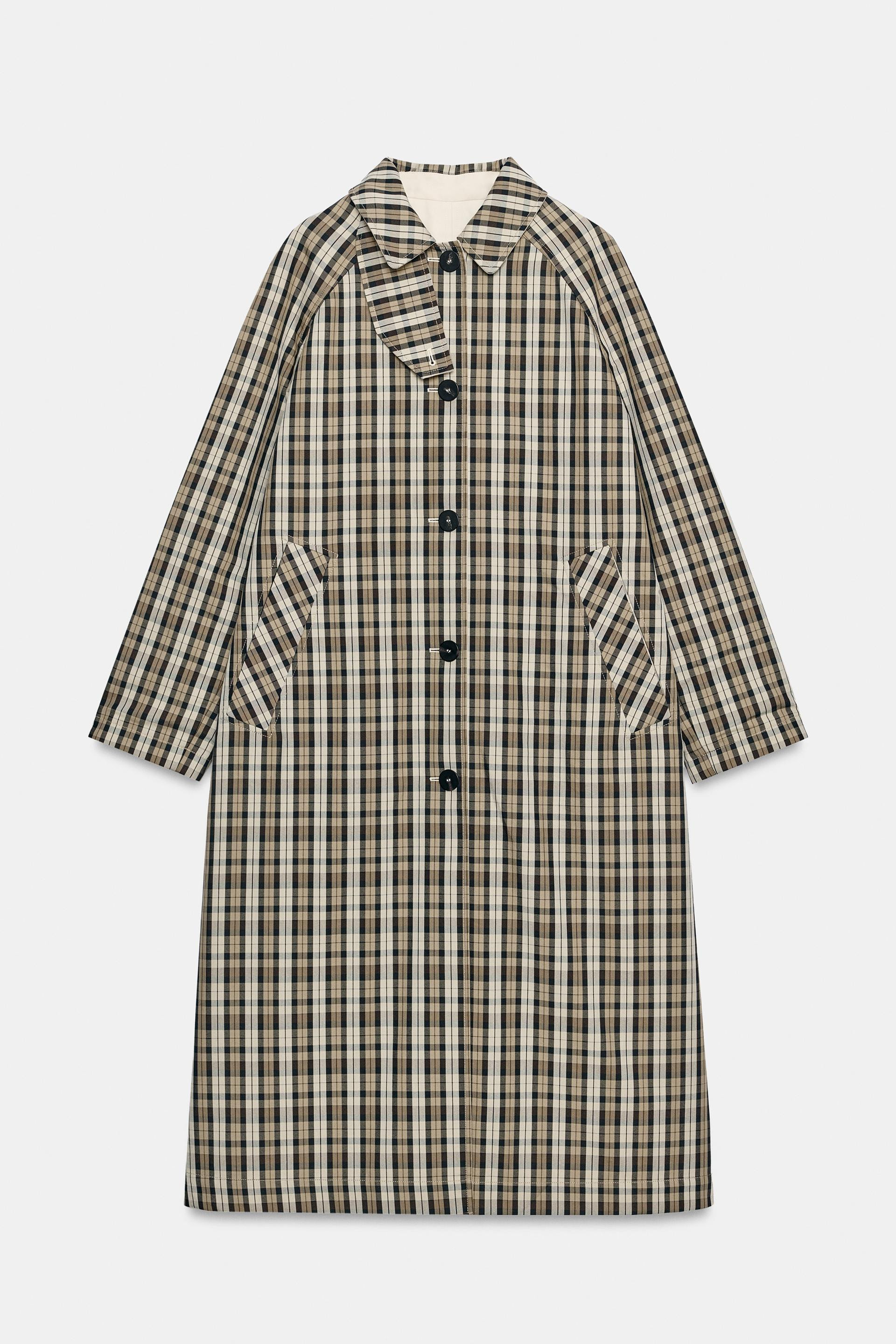 Zara - Reversible Plaid Trench Coat Zw Collection - Beige - Xl - Woman | Zara US