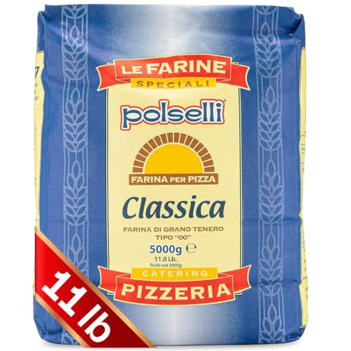 POLSELLI Classica, Tipo "00" Double Zero Flour Extra Fine, 11 lbs (5 kg), Neapolitan Italian Pizza, Bread, Pasta, and more, All Natural, Unbleached, Unbromated, No Additives | Amazon (US)