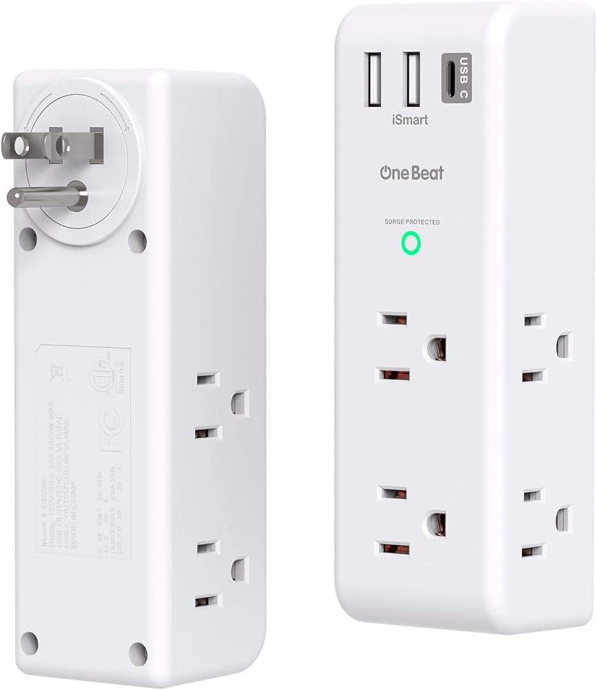Surge Protector Outlet Extender with Rotating Plug, One Beat 6 AC Multi Plug Outlet with 3 USB Po... | Amazon (US)