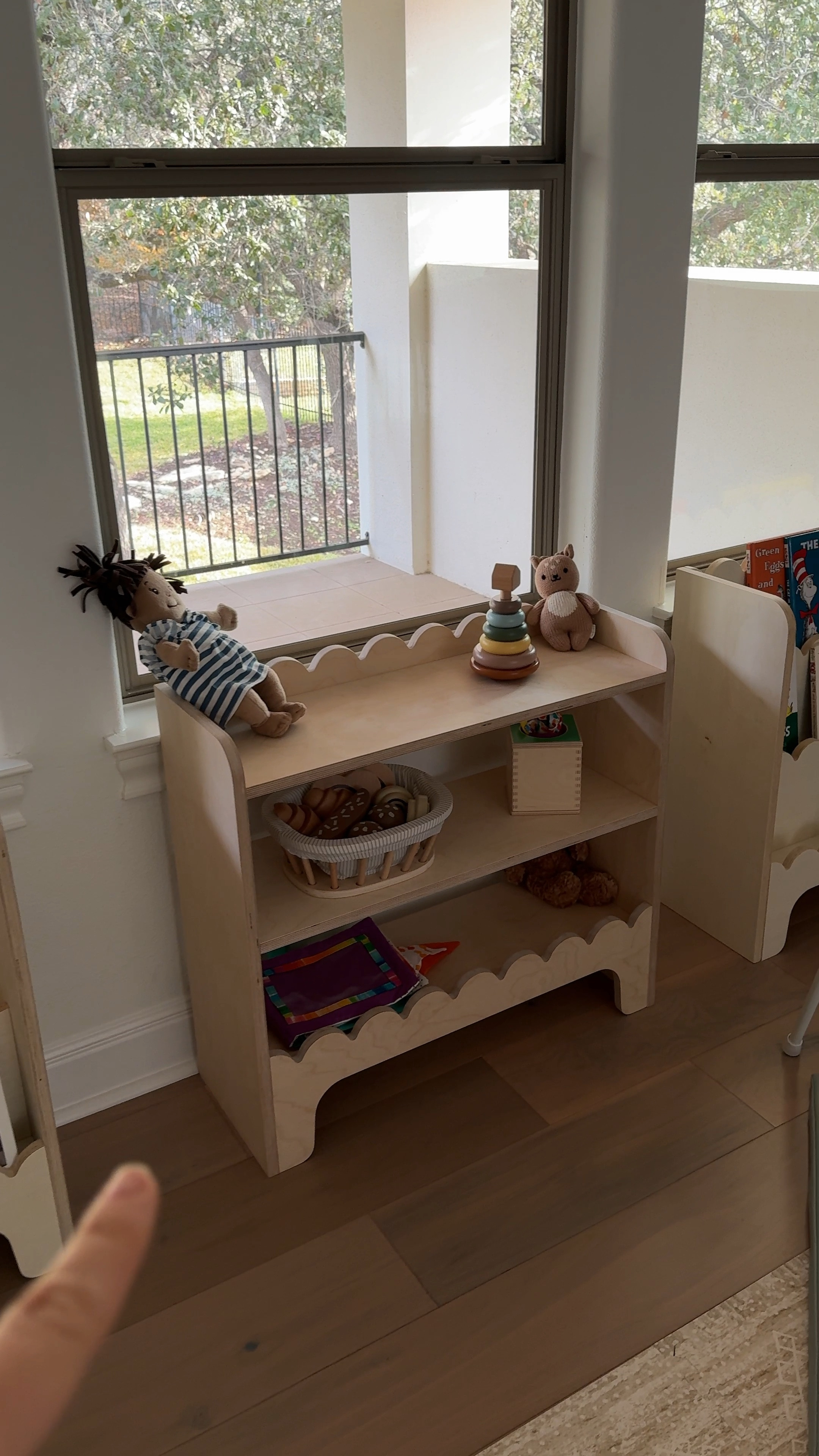 Love these scalloped wooden Montessori kids bookshelves and play toy shelves for our baby play room! 

#LTKhome #LTKbaby #LTKkids