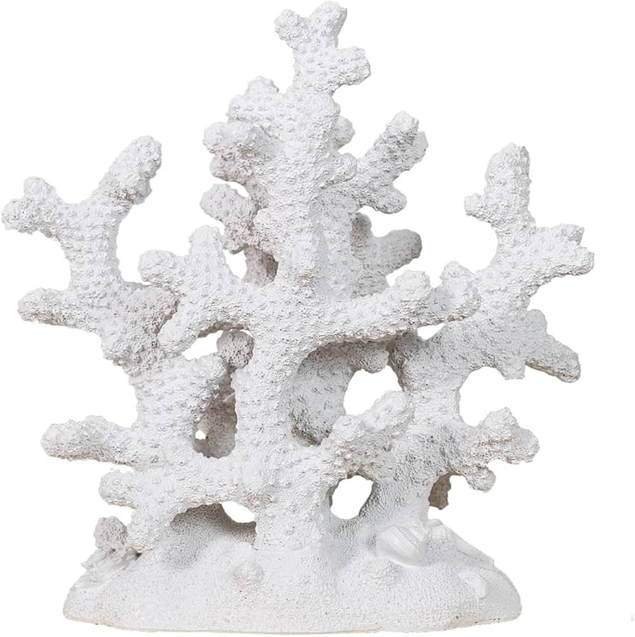 7.1" H White Coral Decor, Resin Statue, Nautical Decorations for Home, Bedroom, Bathroom, Living ... | Amazon (US)