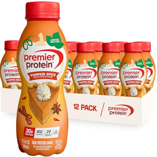 Premier Protein Shake Limited Edition 30g 1g Sugar 24 Vitamins Minerals Nutrients to Support Immune Health, Pumpkin Spice, 11.5 Fl Oz (Pack of 12) | Amazon (US)