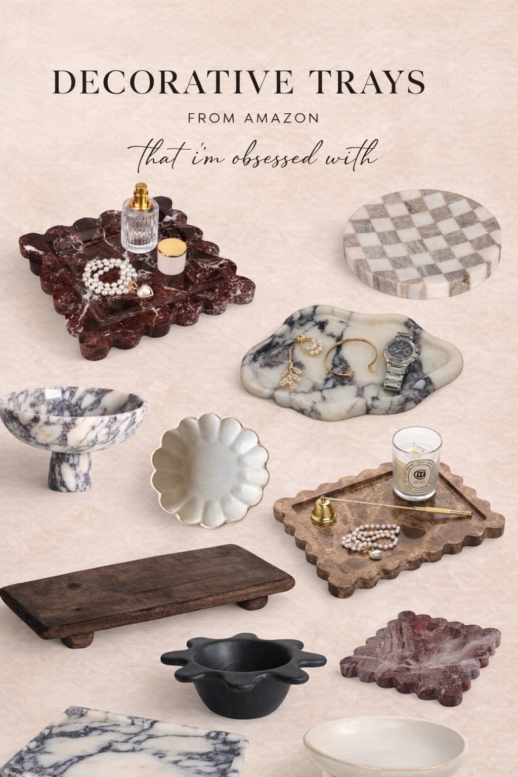 Looking for decorative trays that instantly elevate your space? These Amazon finds are perfect for coffee table styling, vanity organization, and creating that clean, quiet luxury aesthetic at home. Featuring marble trays, scalloped designs, and neutral tones, these affordable pieces make your home look high-end without overspending. Save this pin for aesthetic home decor inspiration and easy styling ideas 

amazon home decor finds, decorative trays amazon, luxury trays affordable, marble tray decor, coffee table styling ideas, vanity tray aesthetic, neutral home decor ideas, quiet luxury home decor, aesthetic home finds, scalloped tray decor, modern home accessories, minimalist home styling, clean girl home aesthetic, pinterest home inspo, luxe home decor on a budget, apartment decor ideas aesthetic, chic home accessories, coffee table tray styling, bedside table decor ideas, high end home look for less



#LTKHome
