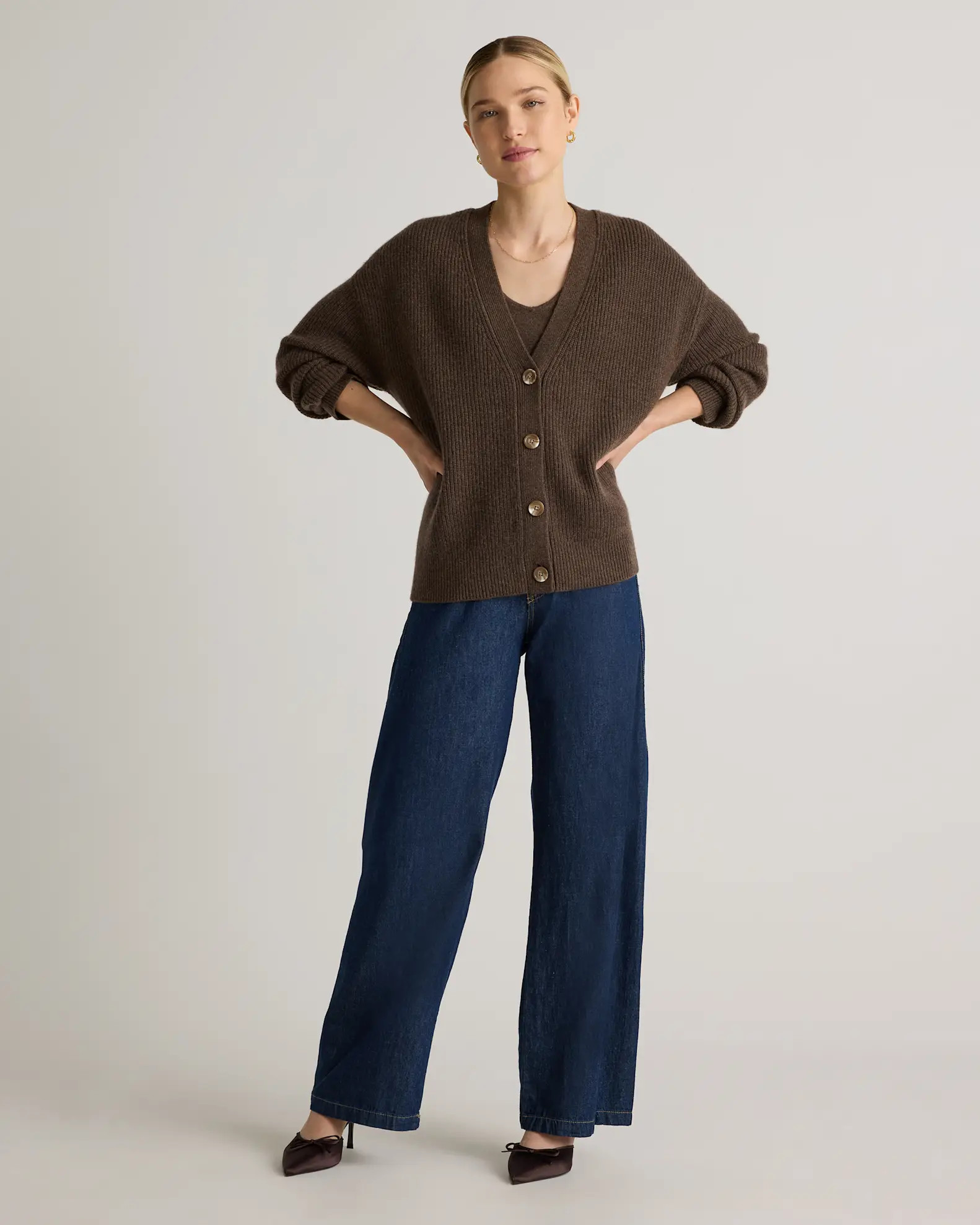 Mongolian Cashmere Fisherman Cropped Cardigan Sweater | Quince