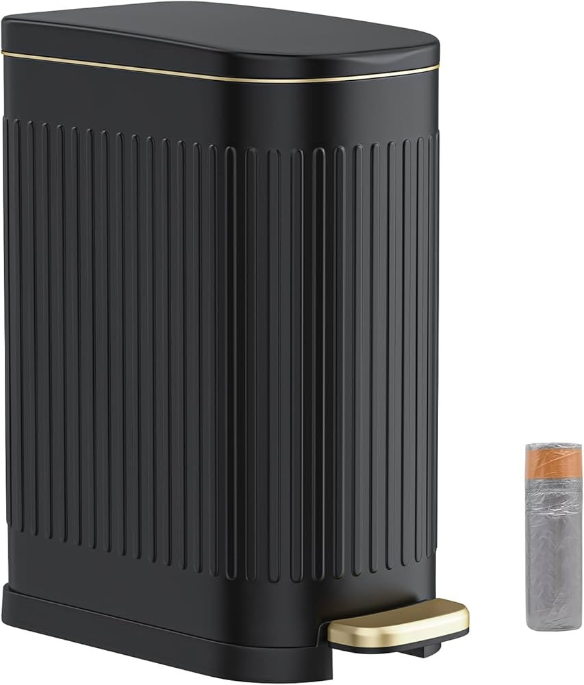 BETHEBEST Black Bathroom Trash Can with Soft Close Lid,Small Garbage can with Removable Liner Buc... | Amazon (US)