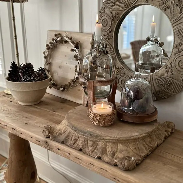 Found Carved Wood Pillar Base | Antique Farm House