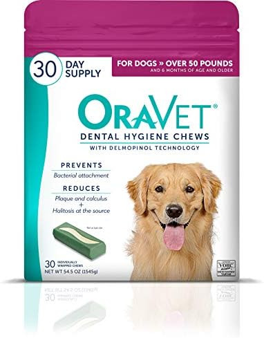 Merial Oravet Dental Hygiene Chew For Large Dogs (50 Lbs And Over), Dental Treats For Dogs, 30 Co... | Amazon (US)