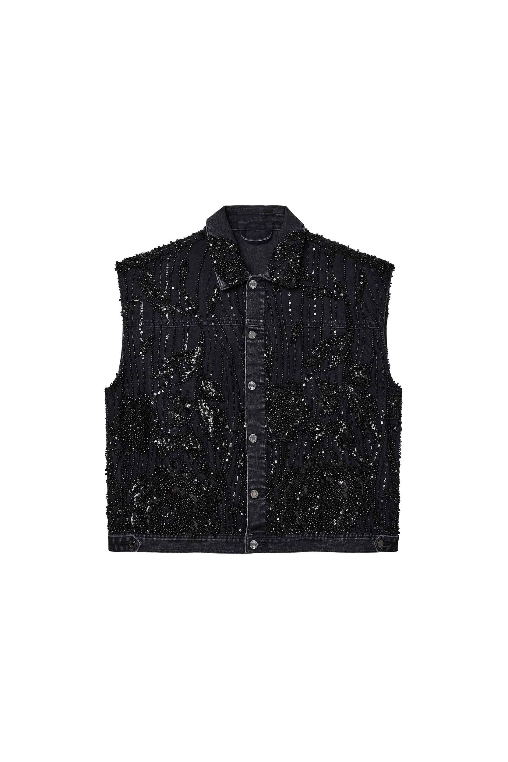 Mesh Embellished Vest | Purple Brand