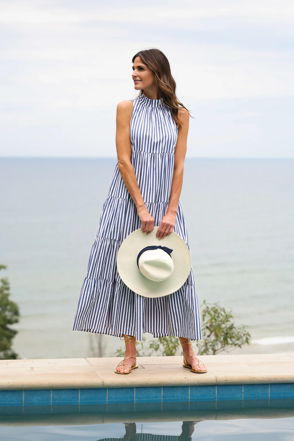 Rosalina Dress in Navy and White Classic Stripe | Duffield Lane